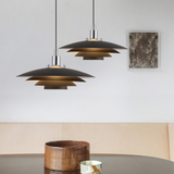 Modern Layered Pendant Light  Black Iron Multi-Tier Design - Detailed view