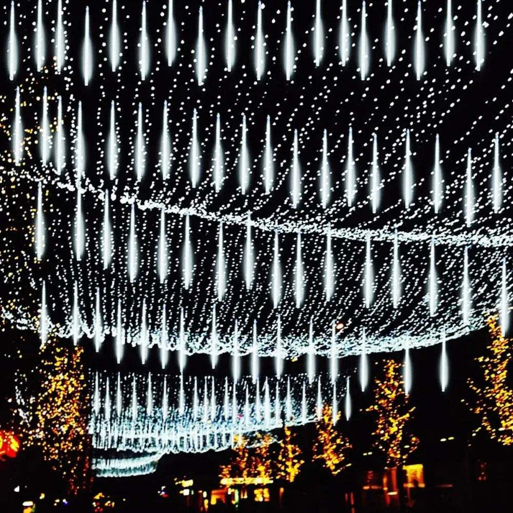 Meteor Shower String Lights  Cascading LED Outdoor Display - Detailed view
