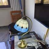 Tiffany Table Lamp  White Blue Glass Floral Shade - Product detail 13