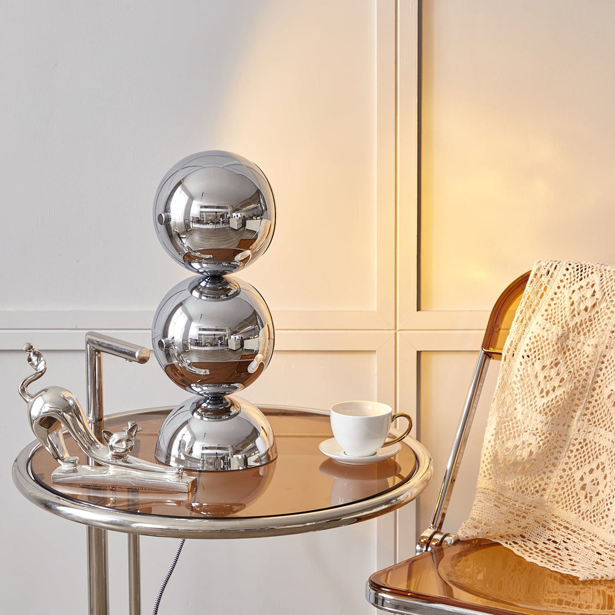 Modern Glass Table Lamp  Spherical Chrome Design - Product detail 19