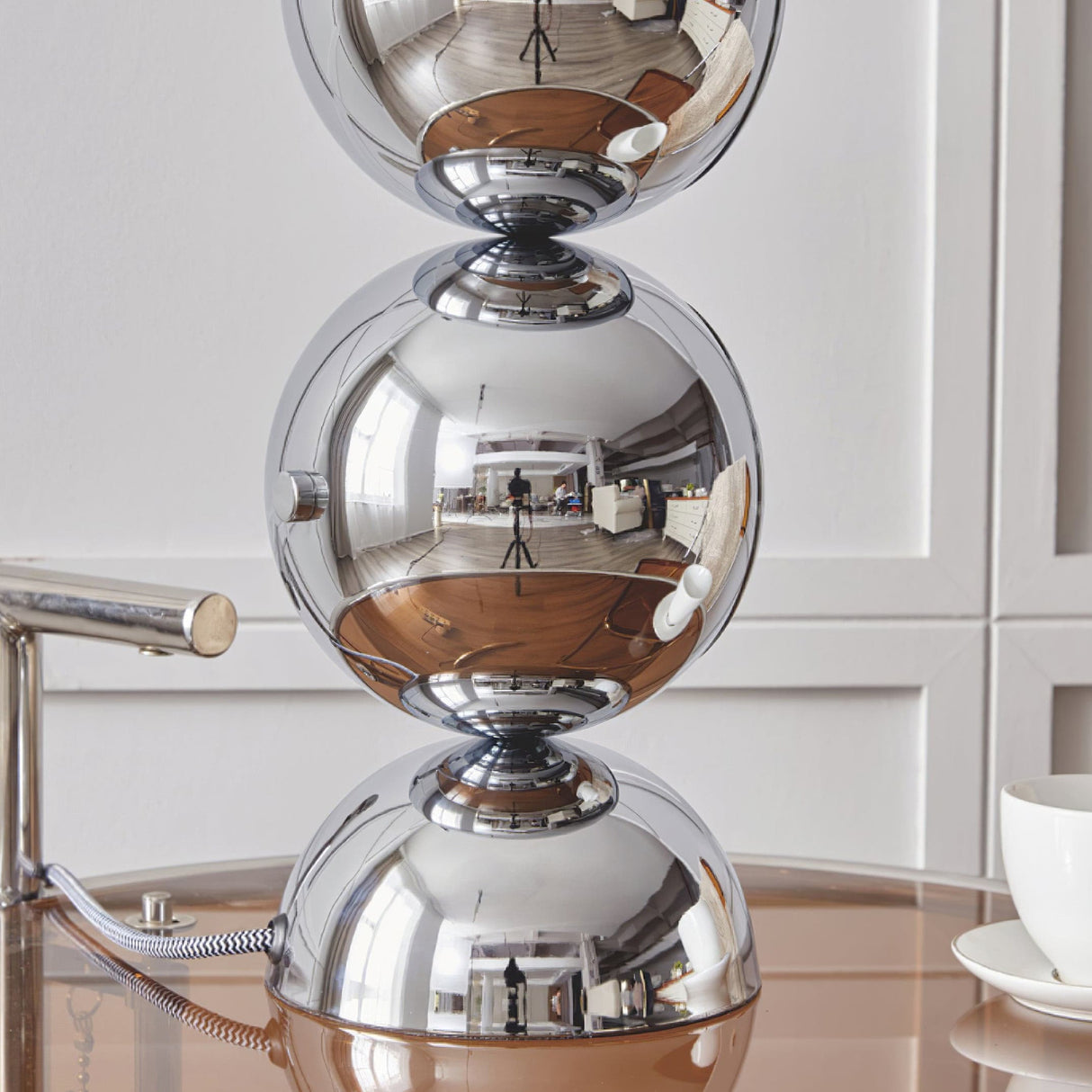 Modern Glass Table Lamp  Spherical Chrome Design - Product detail 24