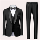 Classic Mens Wedding Suit  Beige with Black Shawl Lapel - Detailed view