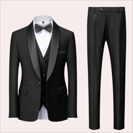Classic Mens Wedding Suit  Beige with Black Shawl Lapel - Product detail 8