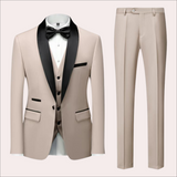 Classic Mens Wedding Suit  Beige with Black Shawl Lapel - Product detail 7
