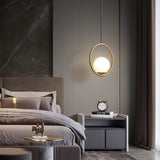 Modern Globe Pendant Light  Brushed Gold Arc Frame - Product detail 5