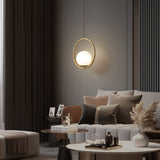 Modern Globe Pendant Light  Brushed Gold Arc Frame - Product detail 6