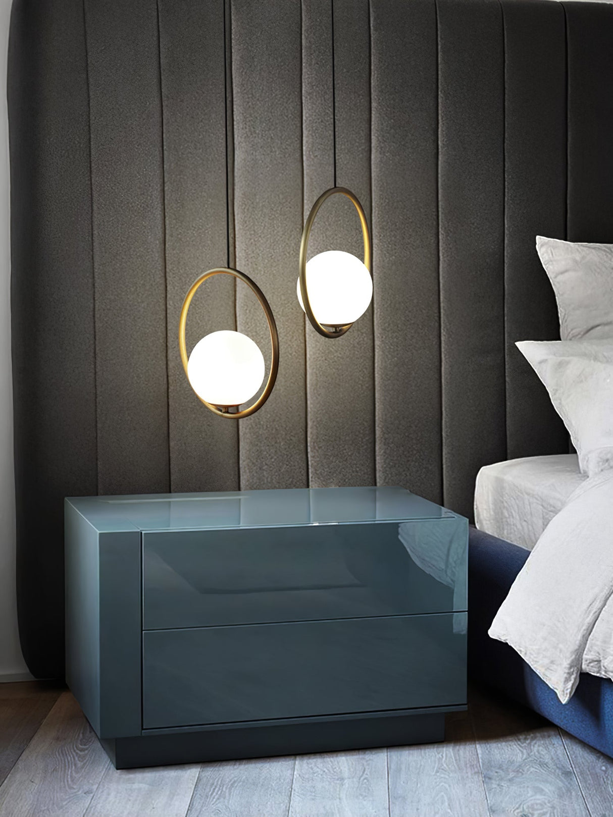 Modern Globe Pendant Light  Brushed Gold Arc Frame - Product detail 104