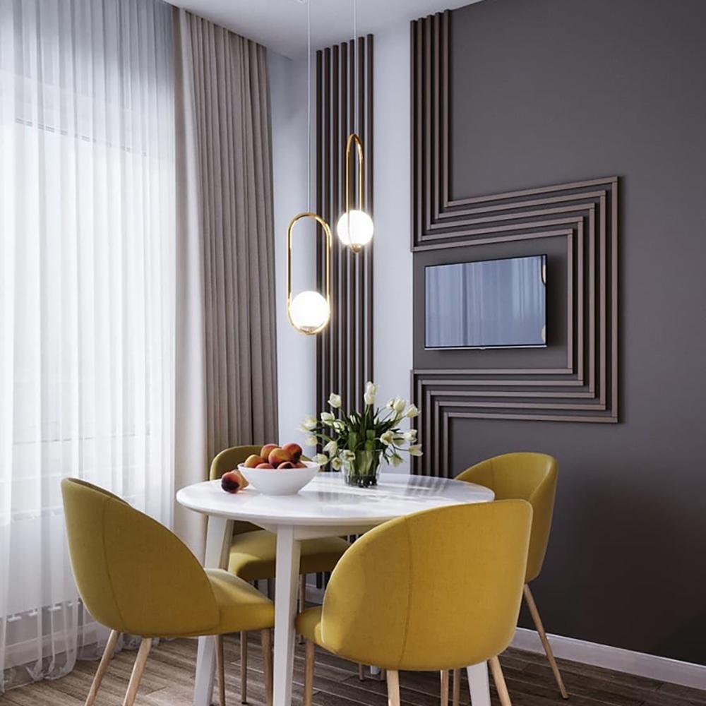 Modern Globe Pendant Light  Brushed Gold Arc Frame - Product detail 73