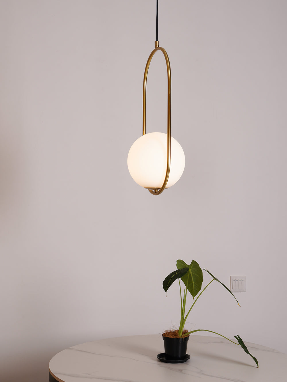 Modern Globe Pendant Light  Brushed Gold Arc Frame - Product detail 82