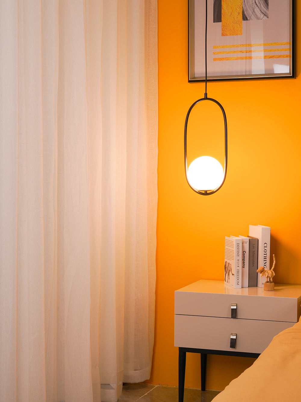 Modern Globe Pendant Light  Brushed Gold Arc Frame - Product detail 96
