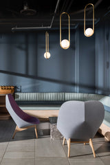 Modern Globe Pendant Light  Brushed Gold Arc Frame - Product detail 71