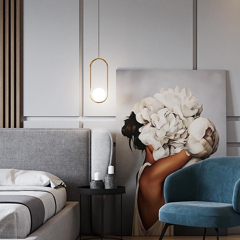 Modern Globe Pendant Light  Brushed Gold Arc Frame - Product detail 7