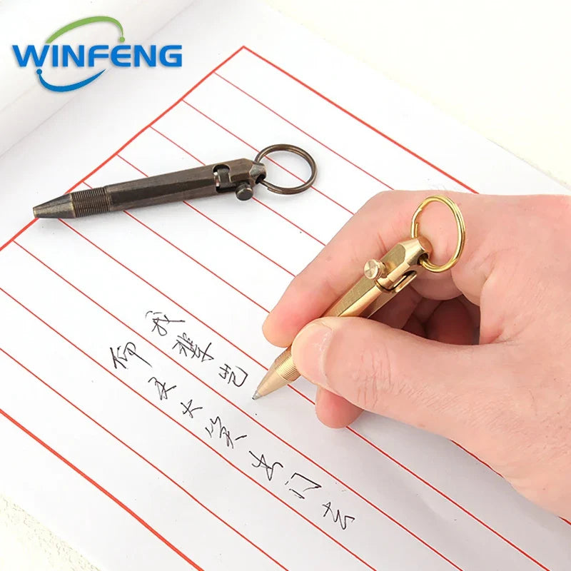 Tactical Mini Pen  Brass Keychain Self-Defense Tool - Detailed view