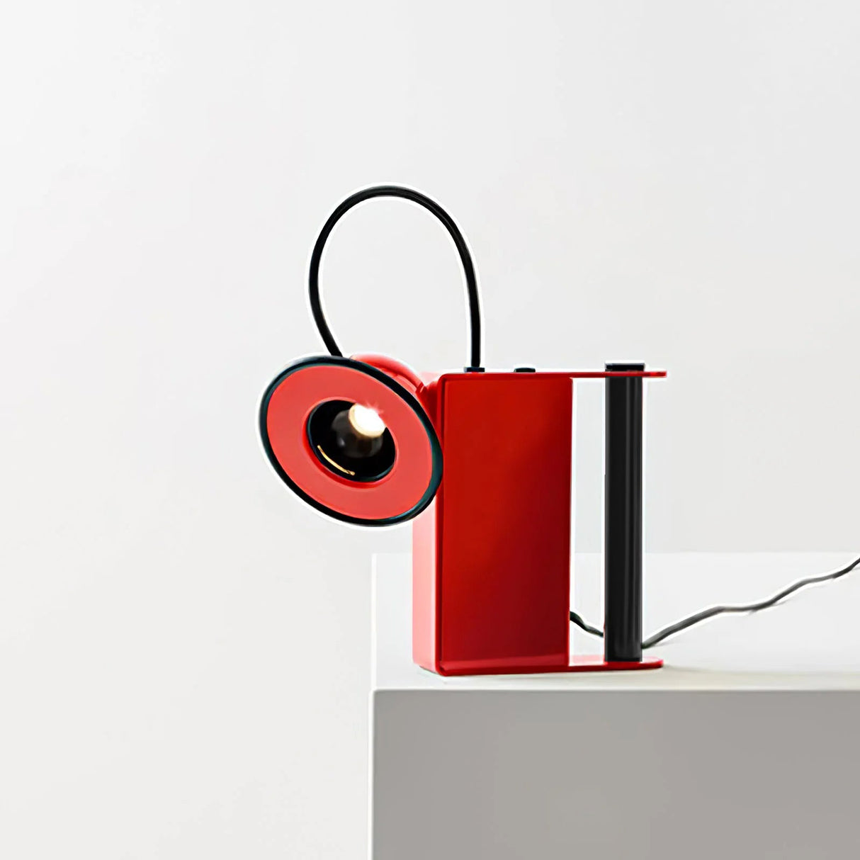 Modern LED Table Lamp  Magnetic Adjustable Head Red Metal - Detailed view