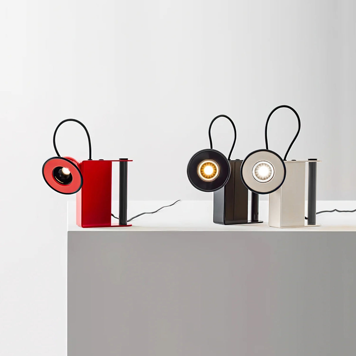 Modern LED Table Lamp  Magnetic Adjustable Head Red Metal - Product example