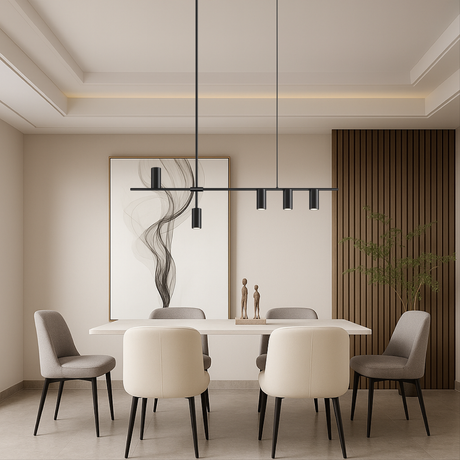 Modern Linear Pendant Light  Black Aluminum LED Track Design - Product showcase