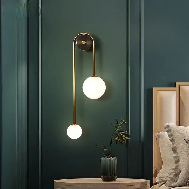 Modern Wall Light  Dual Globe Glass LED Gold Design - Product showcase
