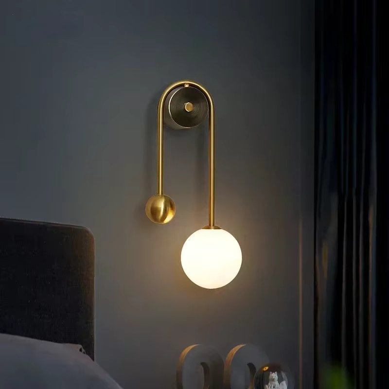 Modern Wall Light  Dual Globe Glass LED Gold Design - Detailed view