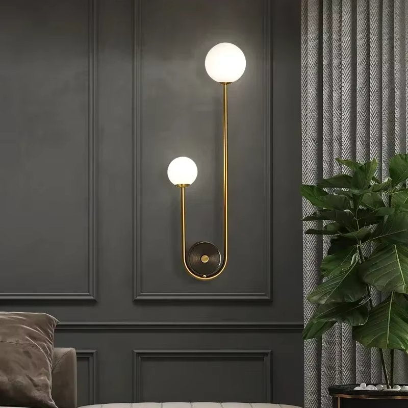 Modern Wall Light  Dual Globe Glass LED Gold Design - Product example