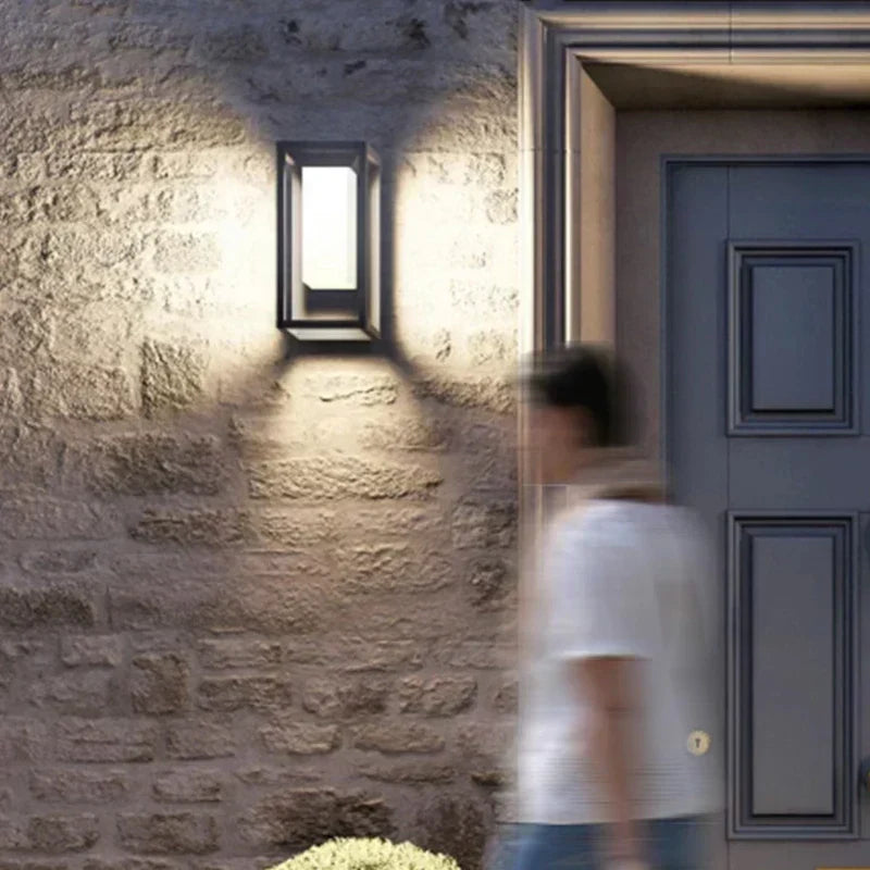 Modern Outdoor Wall Light  Black Aluminum Frame With Frosted Glass - Product detail 4