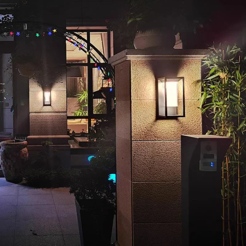 Modern Outdoor Wall Light  Black Aluminum Frame With Frosted Glass - Product example