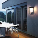 Modern Outdoor Wall Light  Black Aluminum Frame With Frosted Glass - Detailed view
