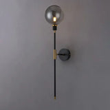 Modern Glass Wall Light  Black Metal and Globe Design - Detailed view