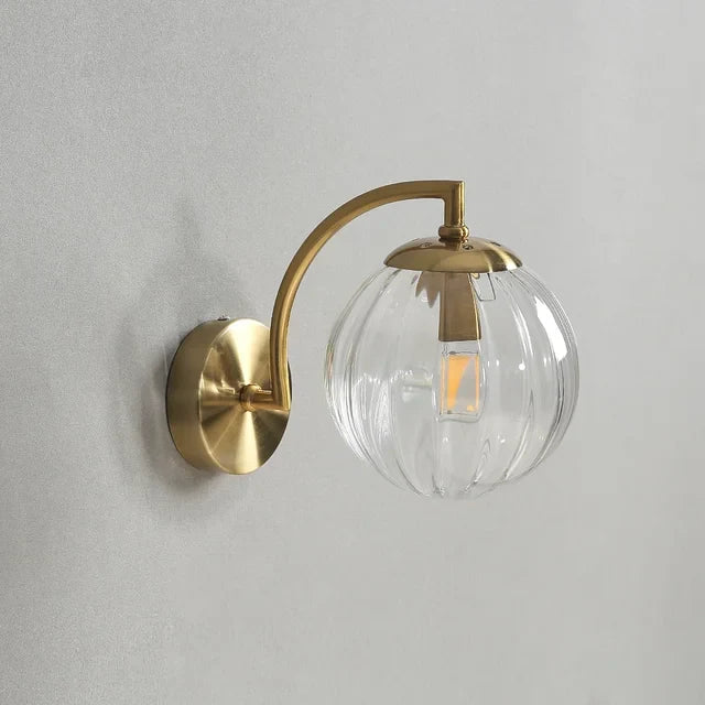 Modern Glass Wall Lamp  Pink Globe Brass Sconce - Product detail 11