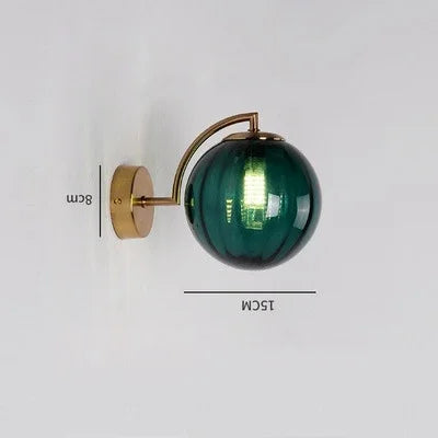 Modern Glass Wall Lamp  Pink Globe Brass Sconce - Product example