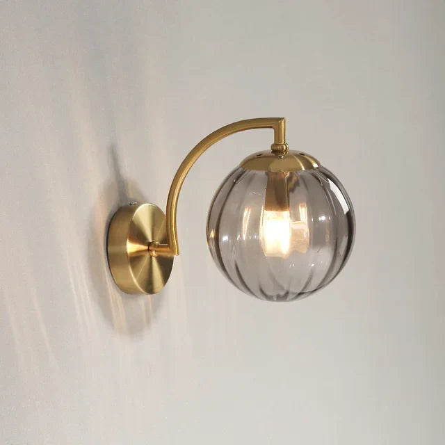 Modern Glass Wall Lamp  Pink Globe Brass Sconce - Product detail 9