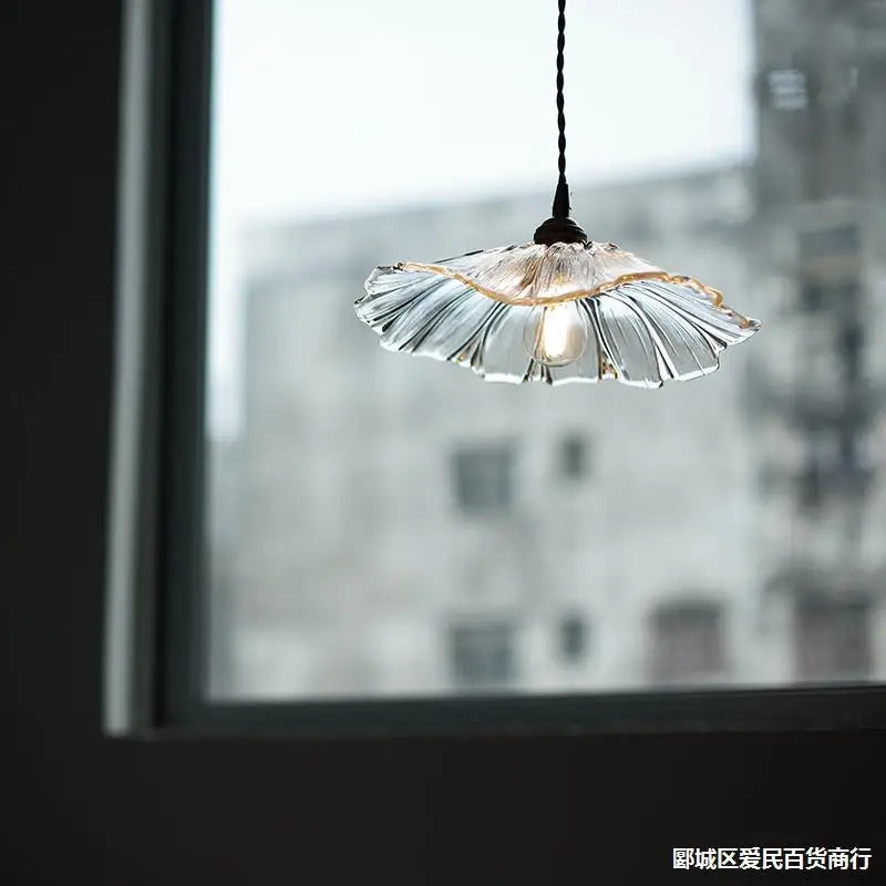 Floral Pendant Light  Rose Glass Petal Design - Product detail 4