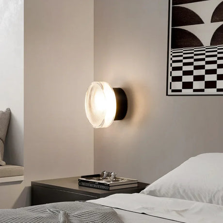 Modern Ceiling Light  Glass Drum Shade With Black Trim - Product example