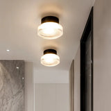 Modern Ceiling Light  Glass Drum Shade With Black Trim - Product showcase