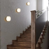 Modern Ceiling Light  Glass Drum Shade With Black Trim - Detailed view
