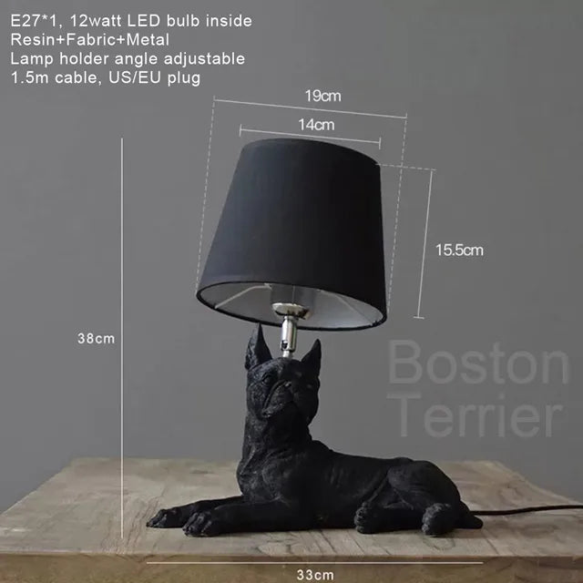 Art Deco Dog Table Lamp  Black White Animal Design - Product detail 5