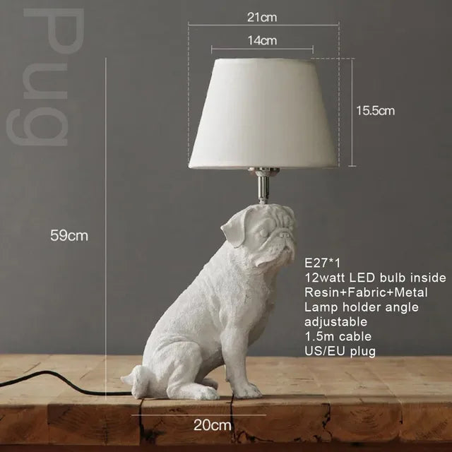 Art Deco Dog Table Lamp  Black White Animal Design - Product detail 6
