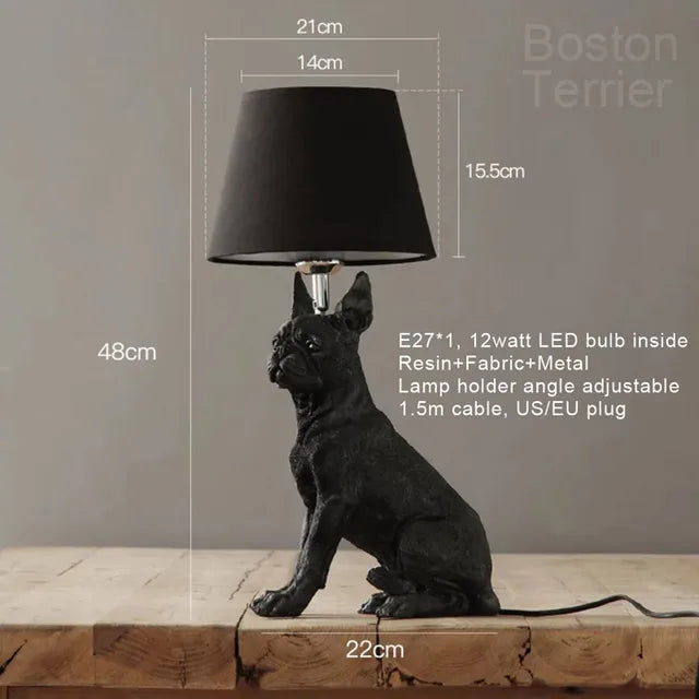 Art Deco Dog Table Lamp  Black White Animal Design - Product detail 14