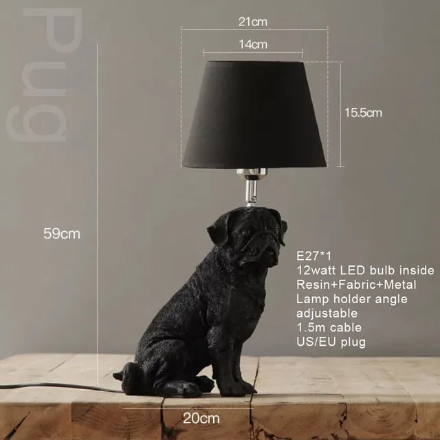 Art Deco Dog Table Lamp  Black White Animal Design - Product detail 7