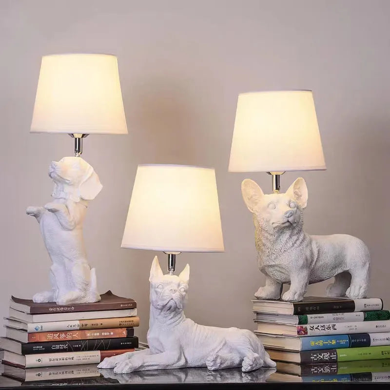 Art Deco Dog Table Lamp  Black White Animal Design - Product detail 4