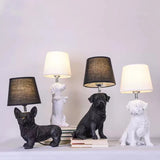 Art Deco Dog Table Lamp  Black White Animal Design - Product showcase