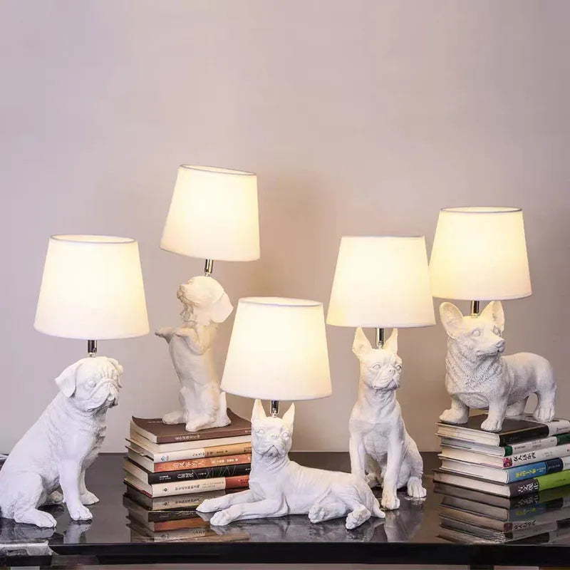 Art Deco Dog Table Lamp  Black White Animal Design - Product example