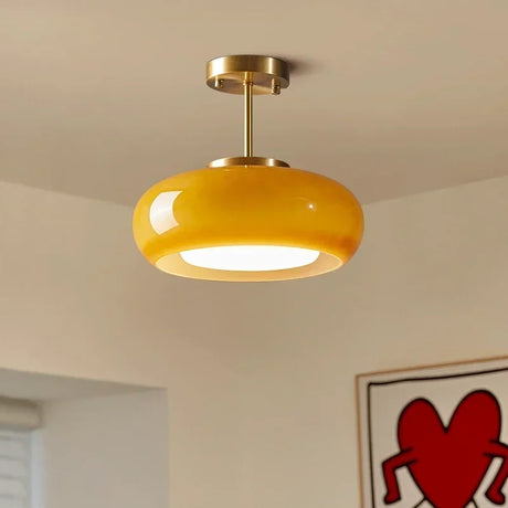 Modern Glass Ceiling Light  Yellow Dome LED Fixture - Product example