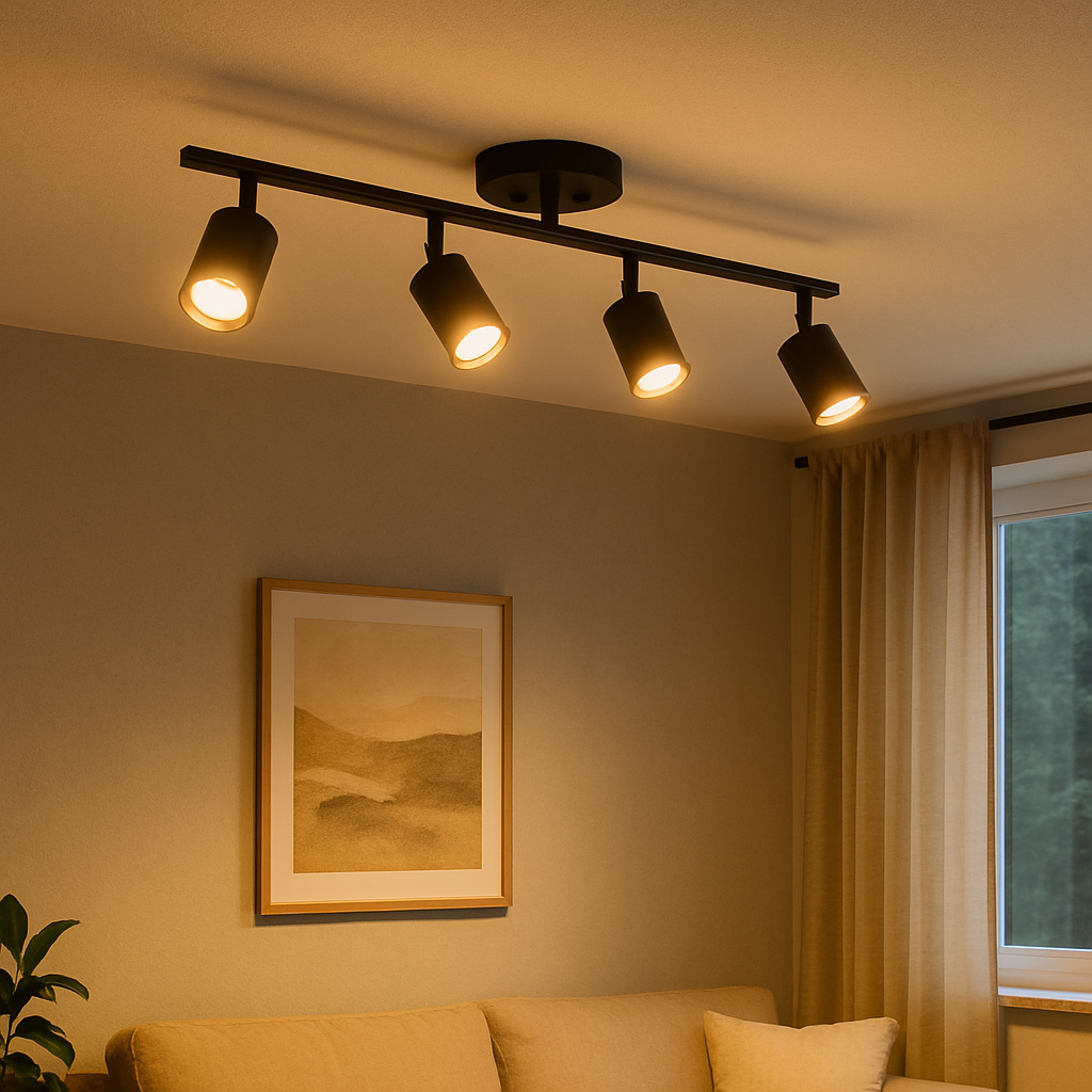 Modern 4-Head Ceiling Light  Adjustable Black Spot Track - Product example
