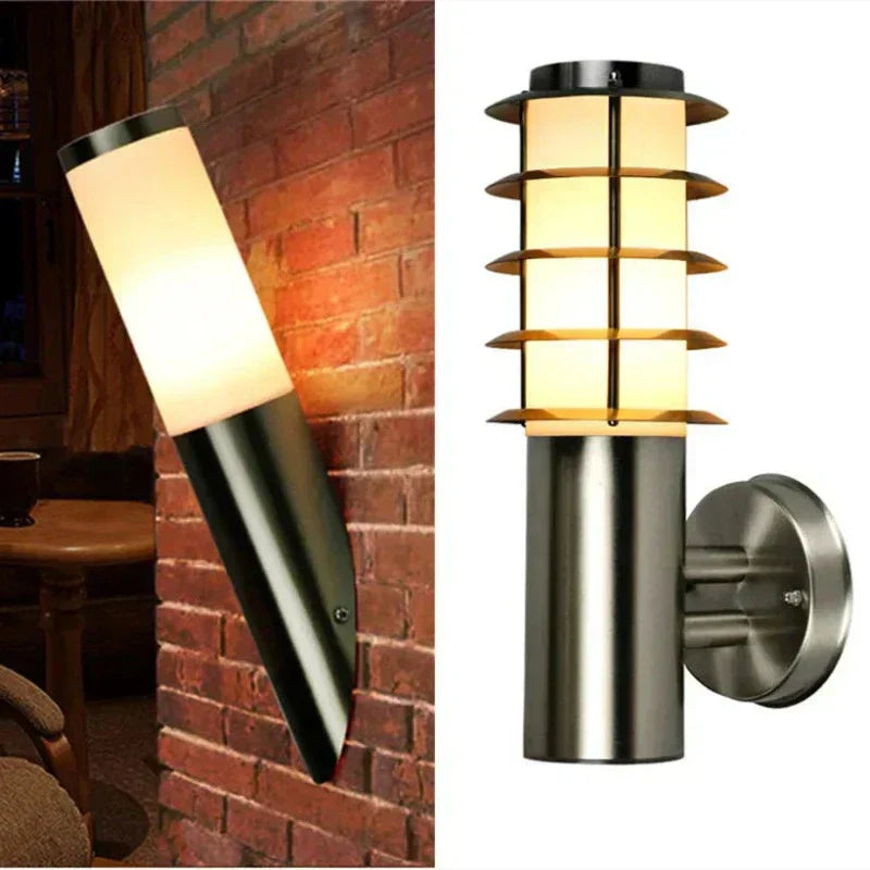 Outdoor Wall Light  Brushed Stainless Steel LED Sconce - Product example