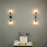 Modern Twin Wall Sconce  Black Metal Linear Design - Detailed view