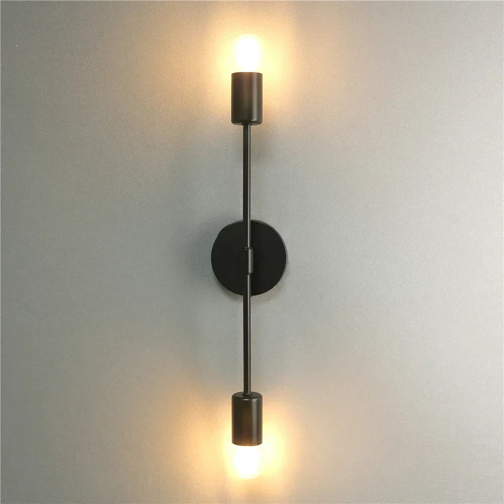 Modern Twin Wall Sconce  Black Metal Linear Design - Product example