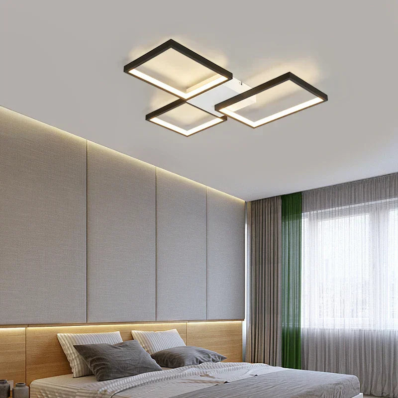 Modern LED Ceiling Light  Geometric Gold Frame Design - Detailed view