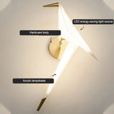 Origami Wall Light  Paper Crane LED Design With Gold Accents - Product detail 5
