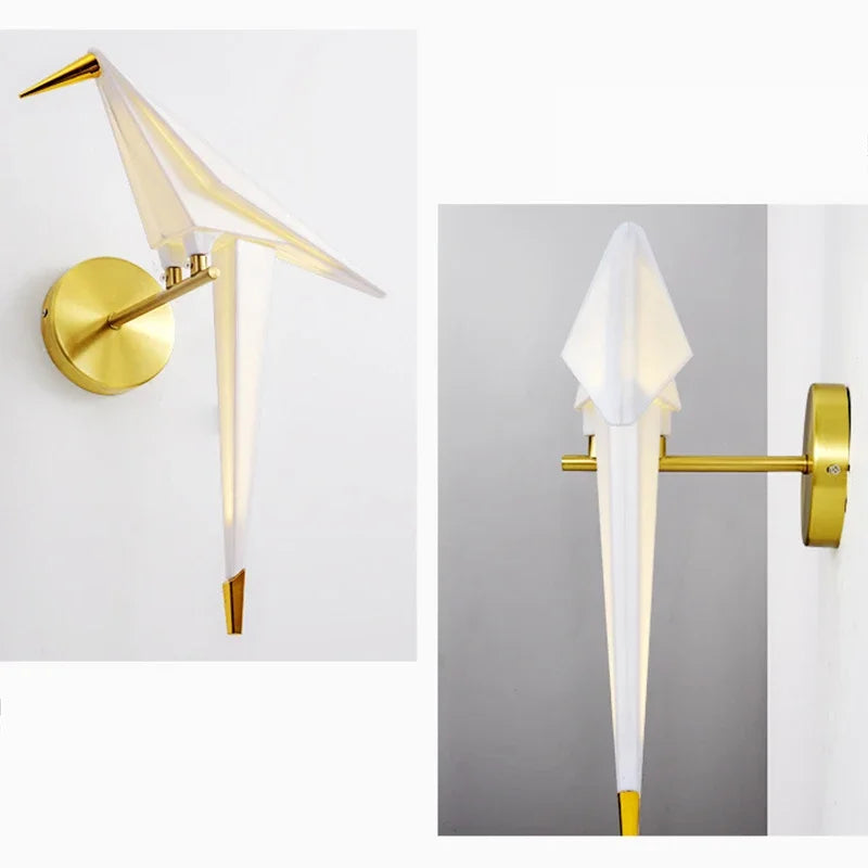 Origami Wall Light  Paper Crane LED Design With Gold Accents - Product detail 4
