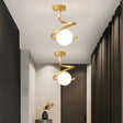 Modern Spiral Ceiling Light  Gold Metal Globe Design - Product showcase